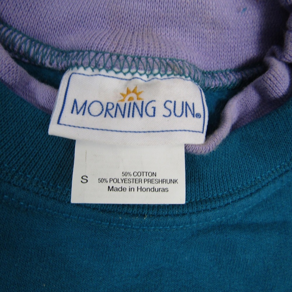 Vintage 90s Morning Sun Sweatshirt Womens Small Blue Leaf Crewneck Granny Core - Picture 2 of 6